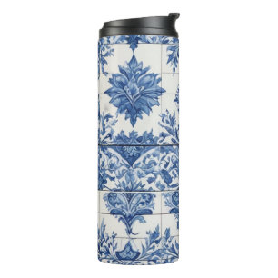 Blue And White Decorative Tile  Thermal Tumbler