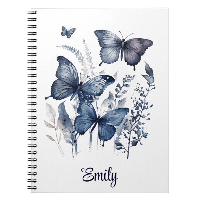 Blue and white Delft art butterflies with flowers Notebook (Front)