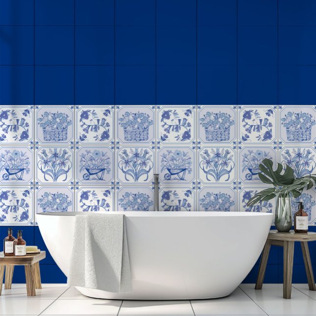 Blue and white Delft Floral pattern Tile (Creator Uploaded)