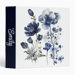 Blue and white Delft style art with wildflowers Binder