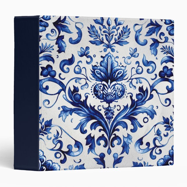 Blue and white Delft style floral ornament pattern Binder (Front/Spine)