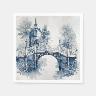 Blue and white Delft style landscape  Napkin