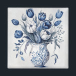 Blue and white Delft style tulip bouquet design Magnet<br><div class="desc">Beautiful blue and white Delft style tulip design with blue and white blooming tulips and leaves in a beautiful vase decoration for everybody who likes Delft style inspired decoration. It is a great gift ide for Christmas,  birthdays etc. and you can decorate your home with this beautiful,  unique design.</div>