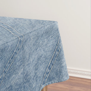 Blue and White Denim Jeans Look Tablecloth