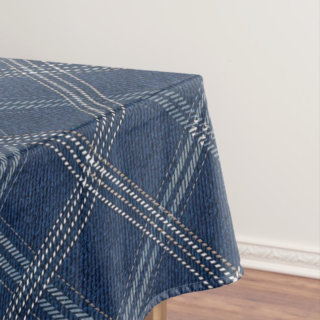 Blue and White Denim Look Tablecloth (In Situ)