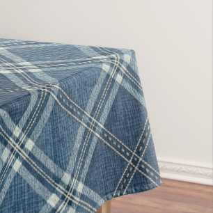 Blue and White Denim Look Tablecloth