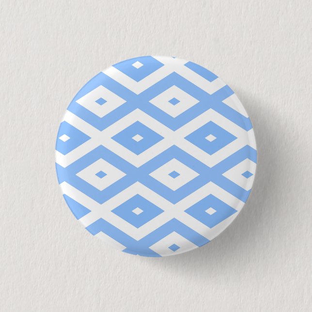 Blue and white diamond pattern 1 inch round button (Front)