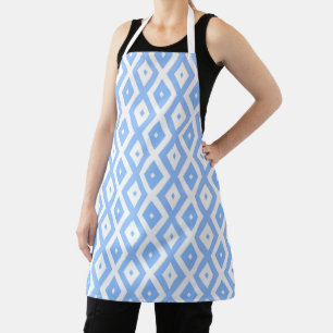 Blue and white diamond pattern apron