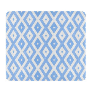 Blue and white diamond pattern cutting board
