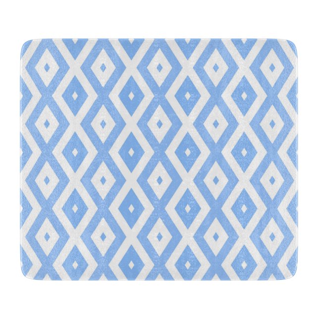 Blue and white diamond pattern cutting board (Front)