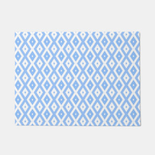 Blue and white diamond pattern doormat