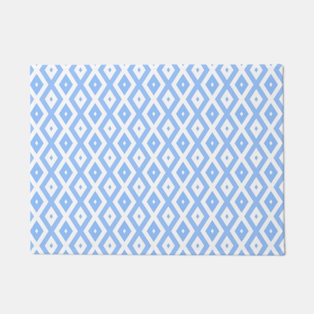 Blue and white diamond pattern doormat (Front)