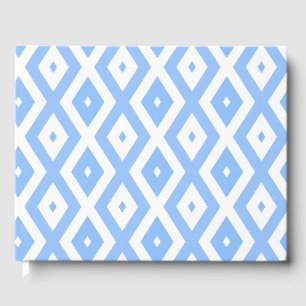 Blue and white diamond pattern guest book