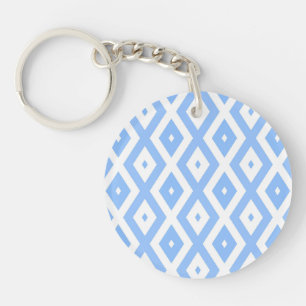 Blue and white diamond pattern keychain