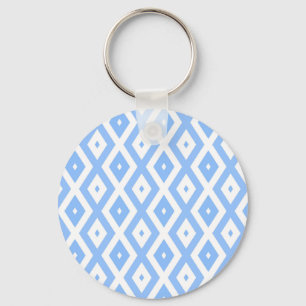 Blue and white diamond pattern keychain