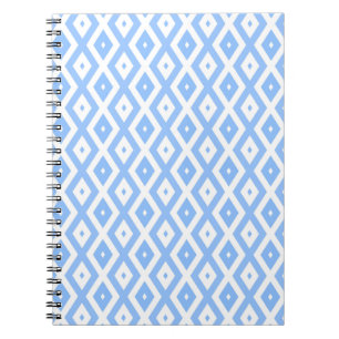 Blue and white diamond pattern notebook