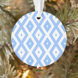 Blue and white diamond pattern ornament