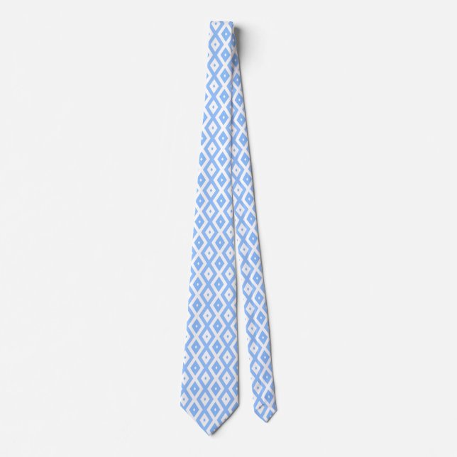 Blue and white diamond pattern tie (Front)