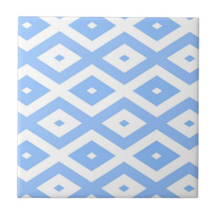 Blue and white diamond pattern tile