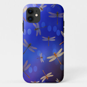Blue And White Dragon Fly Pattern, iPhone 11 Case