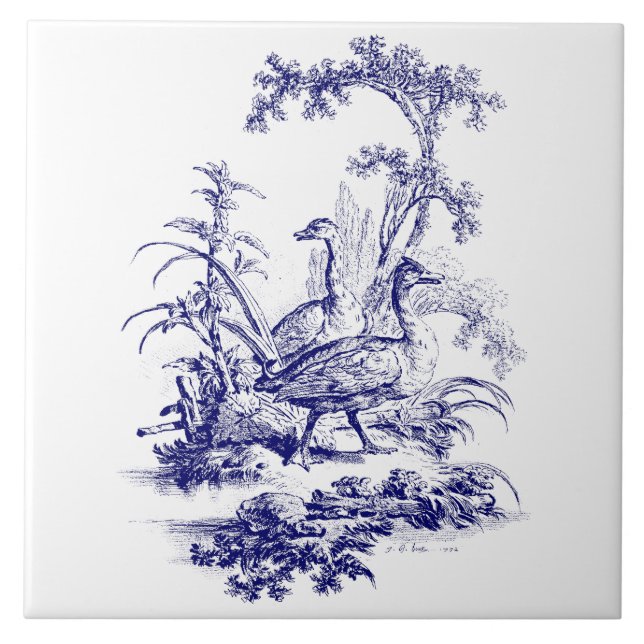 Blue and White Ducks Tile (Front)
