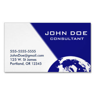 Blue and White Earth Magnetic Business Card