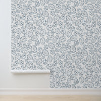 Blue and White Elegant Leaf Pattern