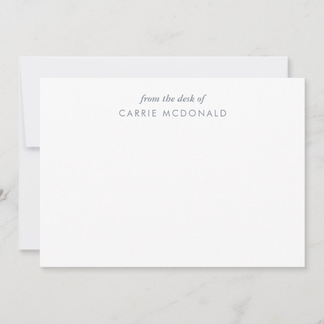 Blue and White Elegant Personalized Stationery Card (Front)