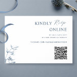 Blue and White Elegant QR Code RSVP Wedding Enclosure Card<br><div class="desc">Elegant, modern, blue and white QR Code wedding website RSVP enclosure card with contemporary typography and minimal flair, and subtle hand-drawn botanical elements. Ability to add your QR code, as well as your wedding website address for those guests who prefer to type the address, instead of scanning the code. If...</div>
