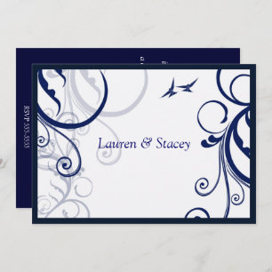 Blue and White,  Elegant Wedding Invitation