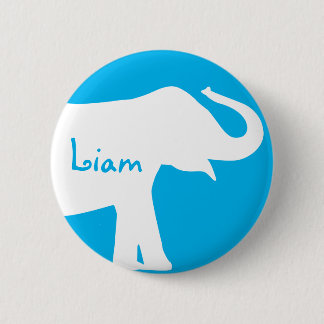 Blue and White Elephant Custom Monogram 2 Inch Round Button