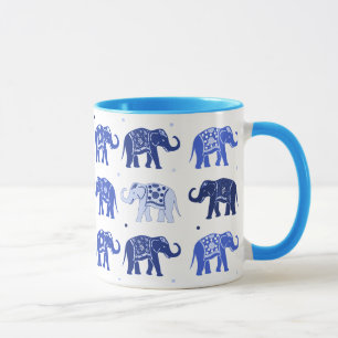 Blue and White Elephant Mug