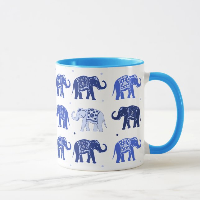 Blue and White Elephant Mug (Right)