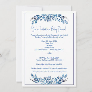Blue and White Event Invitation