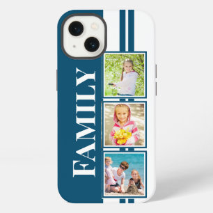 Blue and White Family Photos Stripe iPhone 13 Case