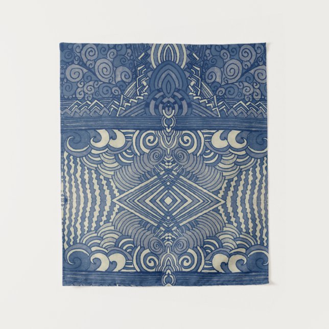 Blue and White Farmhouse Tapestry (Front)