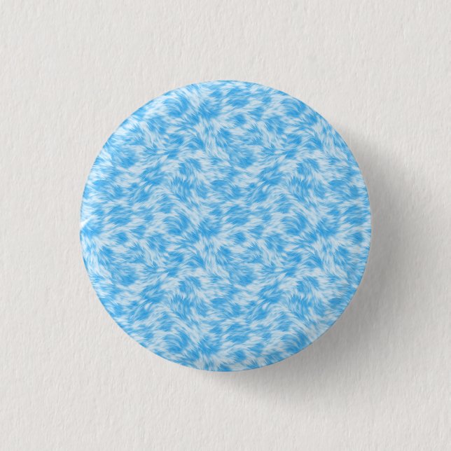 Blue and white faux fur effect 1 inch round button (Front)