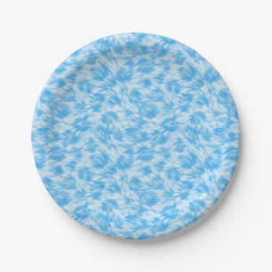 Blue and white faux fur effect paper plate