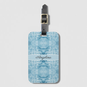 Blue and white feather, customizable luggage tag
