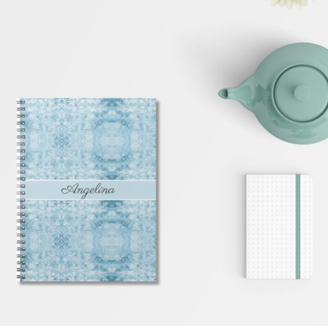 Blue and white feather pattern, customizable notebook (Creator Uploaded)