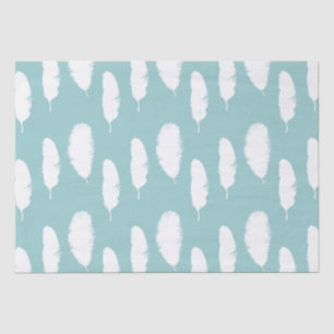 Blue and White Feathers Tissue Paper