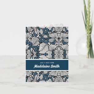 Blue and White Fern Deluxe Style Note Card