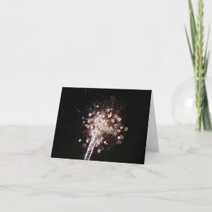 Blue and White Fireworks Card