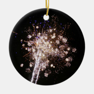 Blue and White Fireworks Ceramic Ornament