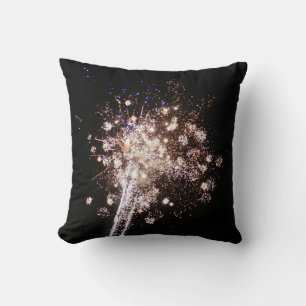 Blue and White Fireworks Throw Pillow