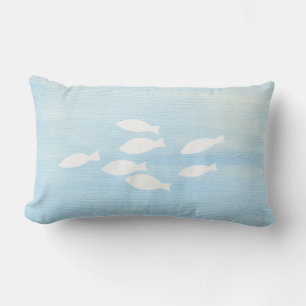 Blue and White Fish Beach Pillow