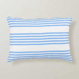 Blue and white five stripes pattern accent pillow
