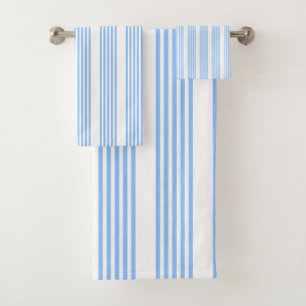 Blue and white five stripes pattern bath towel set