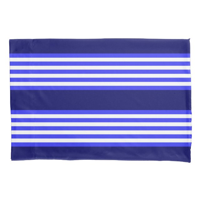 Blue and white five stripes pattern pillowcase (Front)