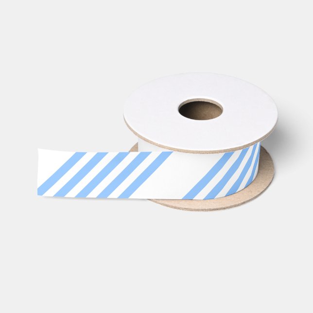 Blue and white five stripes pattern satin ribbon (Spool)